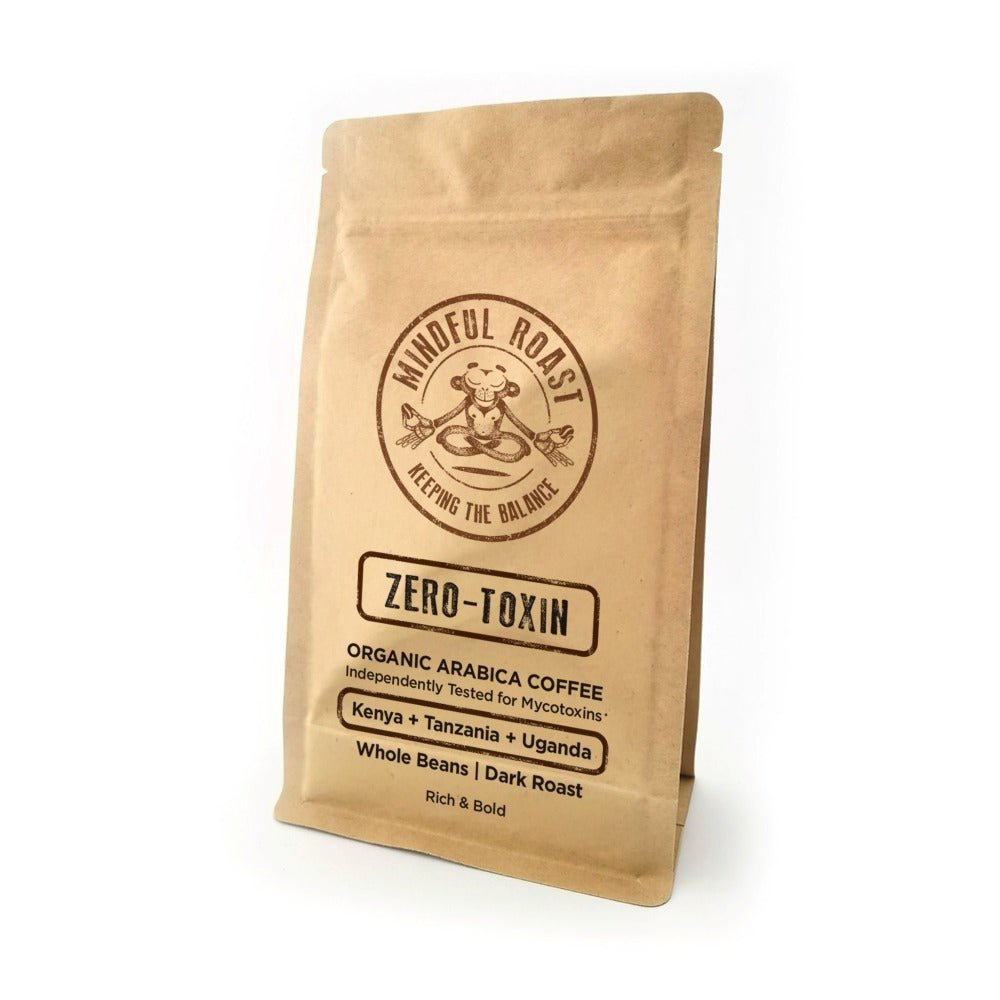 Mindful Roast Zero-Toxin Organic Coffee 250g dark roast whole beans in kraft bag